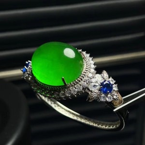 Yunnan jade bracelet inlaid with moissanite diamonds, gift for girlfriend and mother