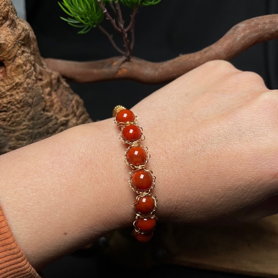 Handmade Red Agate Bracelet