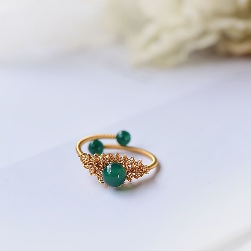 Natural green agate bracelet, ring set, Valentine's friend gift