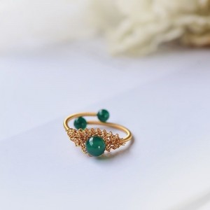 Natural green agate bracelet, ring set, Valentine's friend gift