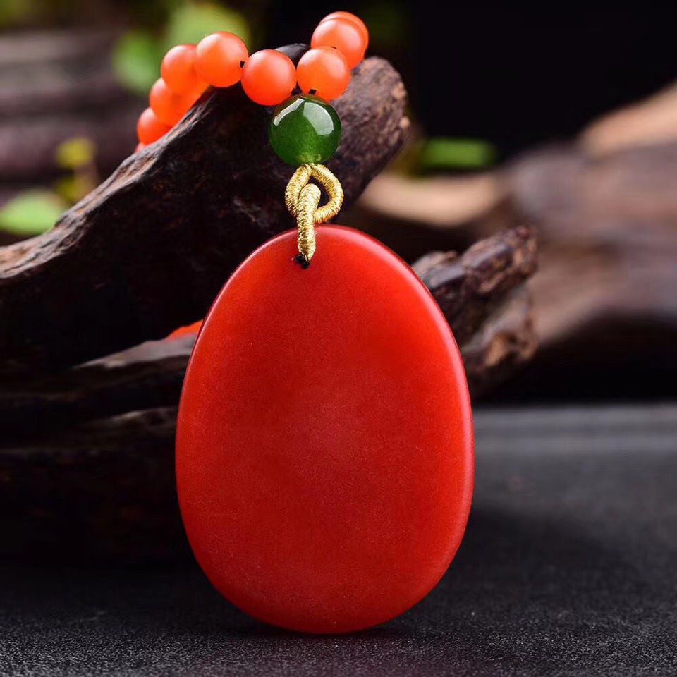 Xinjiang Natural Red Agate Eastern Civilization Buddhist Peace Protection and Blessing Pendant