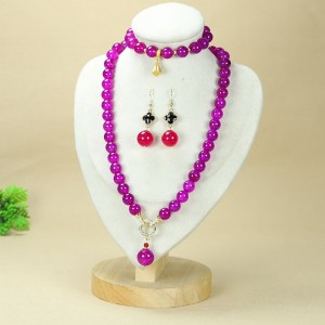 Xizang natural red agate bracelet necklace earrings three piece set