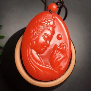 Xinjiang Natural Red Agate Eastern Civilization Buddhist Peace Protection and Blessing Pendant