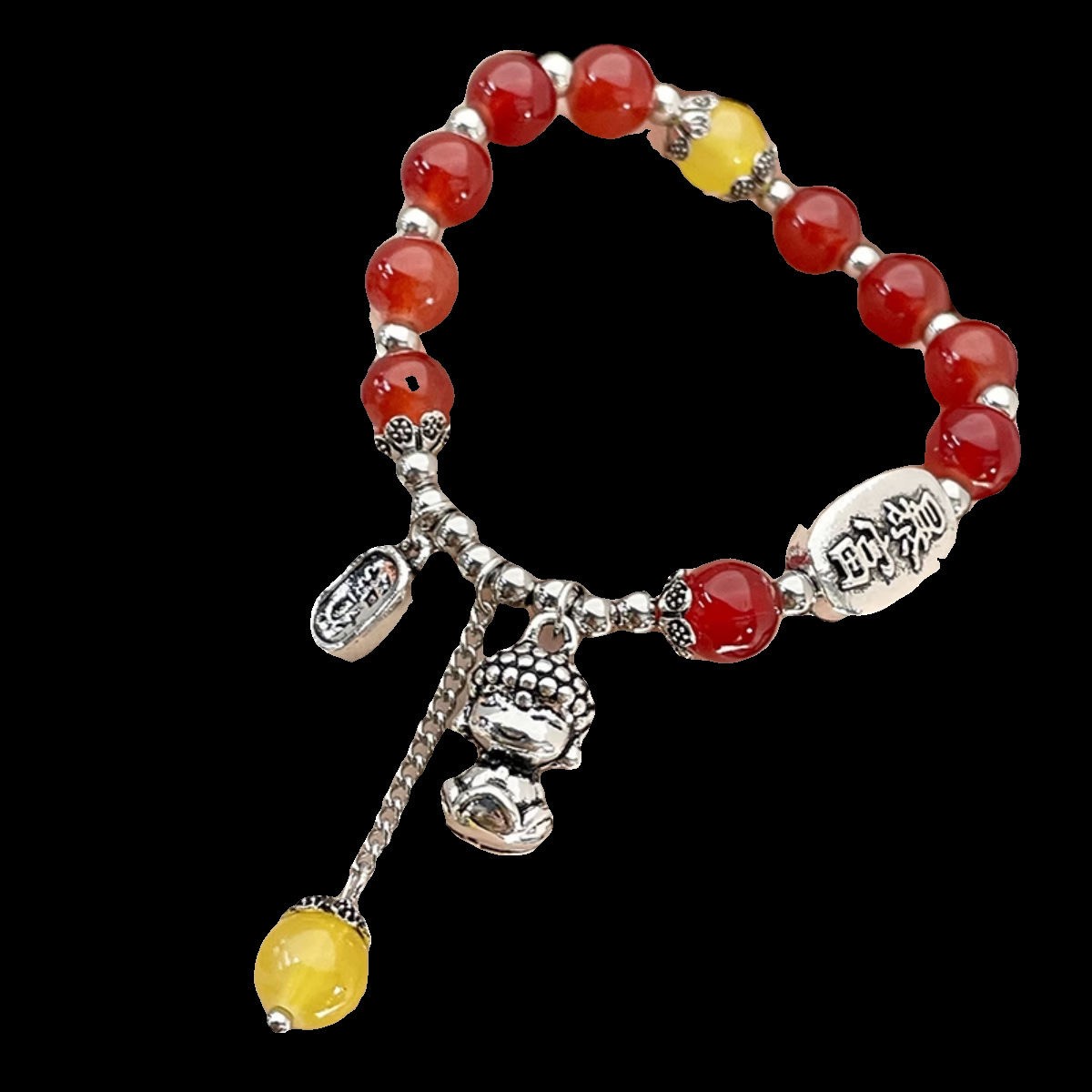 Red agate silver jewelry bracelet, romantic love symbol, blessed with lucky energy