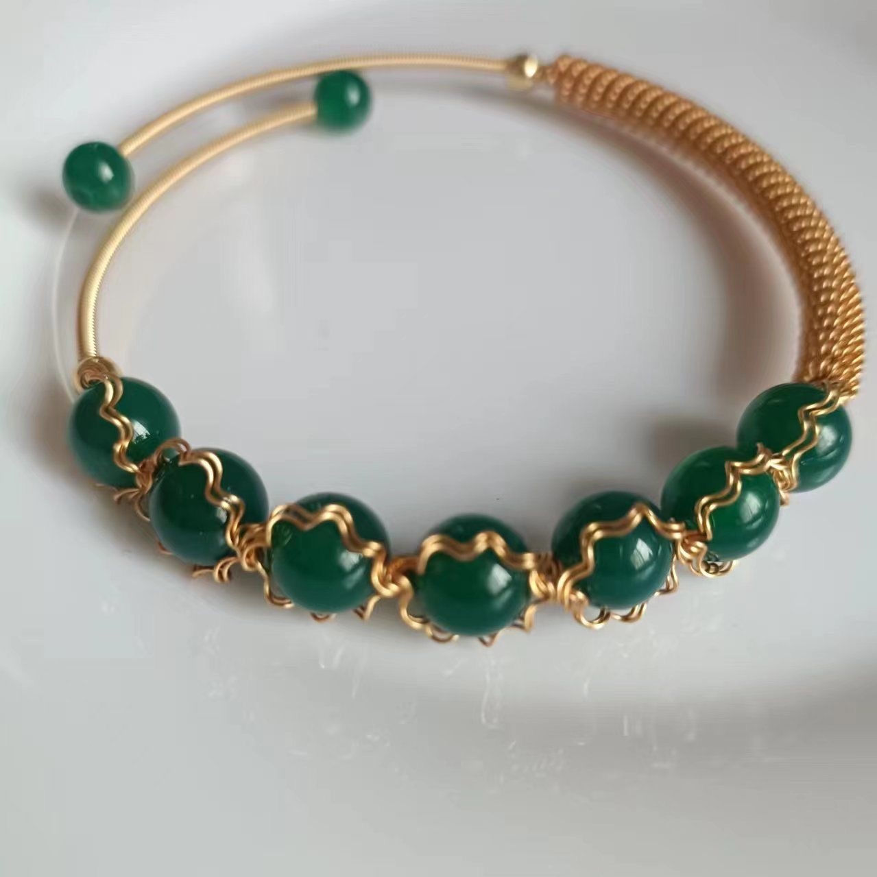 Natural green agate bracelet, ring set, Valentine's friend gift