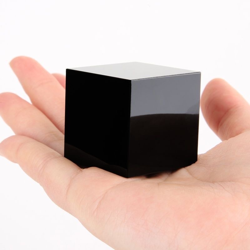 Obsidian hexagonal cube raw stone polished geometric energy stone