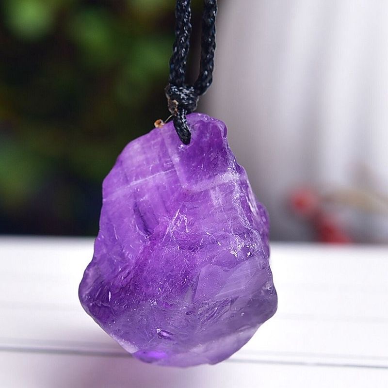Natural amethyst raw stone polished irregular pendant lucky energy supply