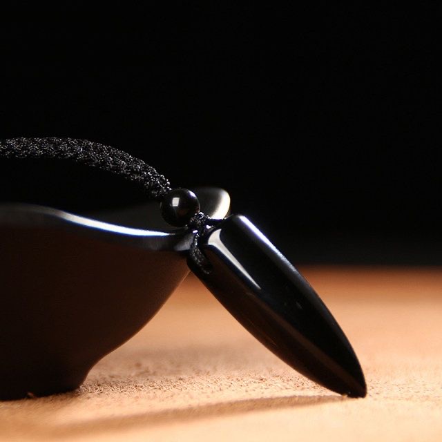 Obsidian stone bullet pendant for both men and women