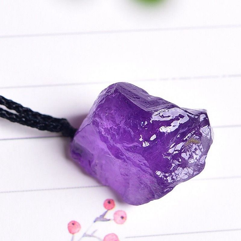 Natural amethyst raw stone polished irregular pendant lucky energy supply