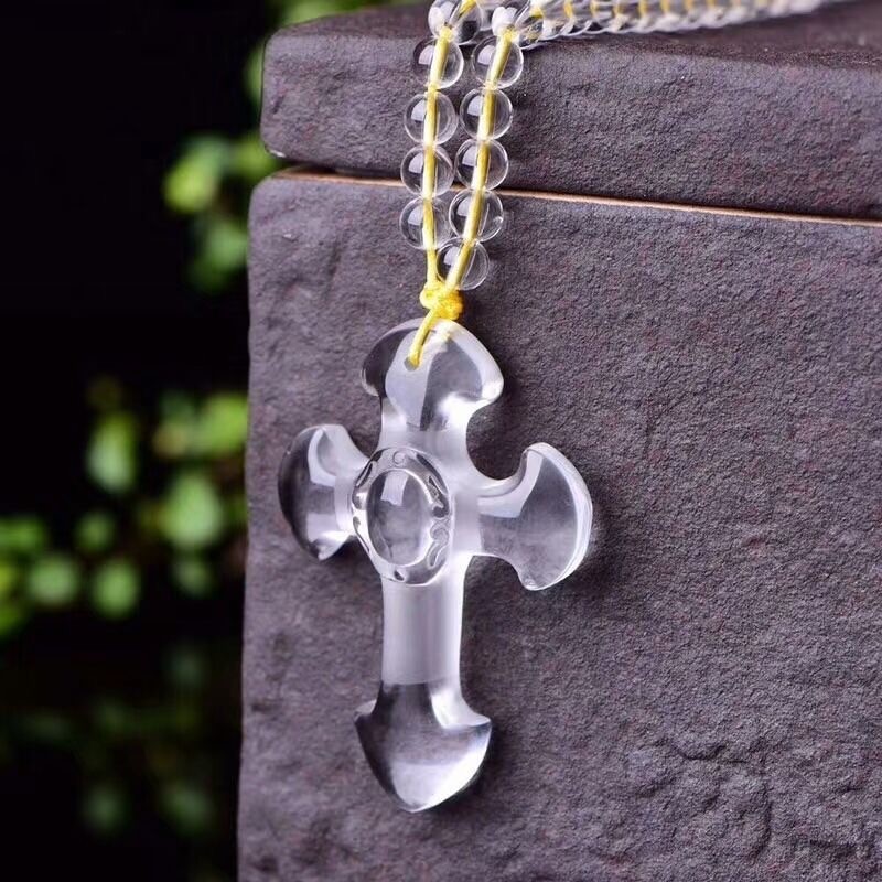 Brazilian natural white crystal cross pendant for both men and women