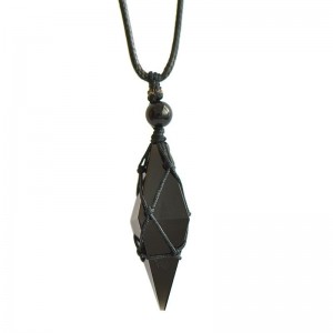 Obsidian pendant, unisex starry sky necklace, gift accessory