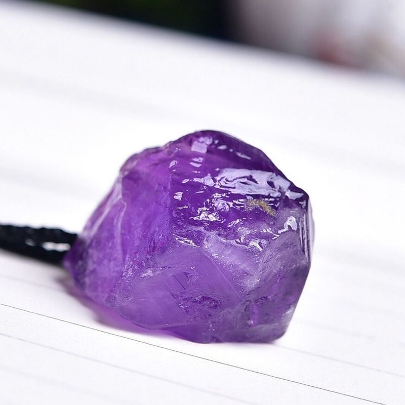 Natural amethyst raw stone polished irregular pendant lucky energy supply