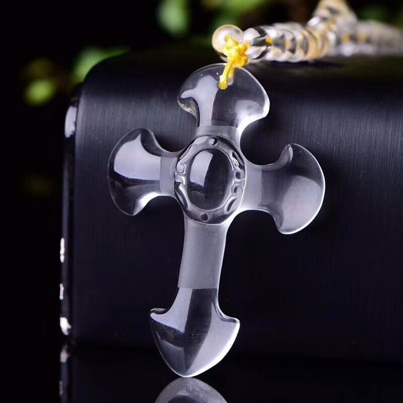 Brazilian natural white crystal cross pendant for both men and women
