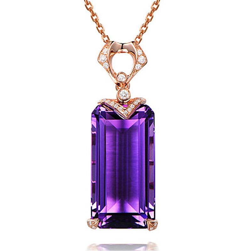 New luxury amethyst pendant inlaid with Hao Shi collarbone necklace
