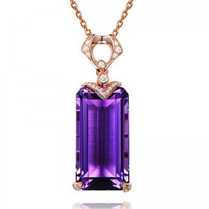 New luxury amethyst pendant inlaid with Hao Shi collarbone necklace