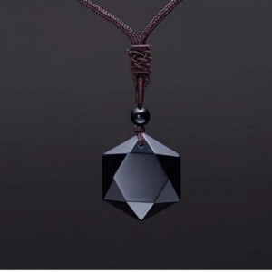 Obsidian pendant hexagram energy stone