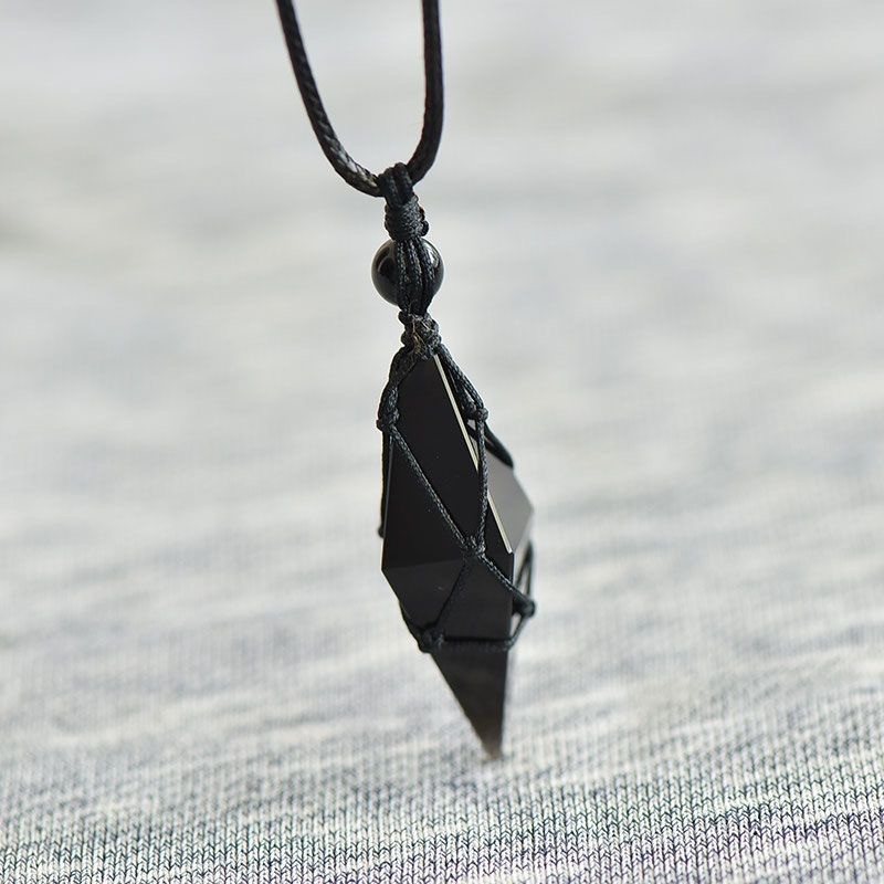 Obsidian pendant, unisex starry sky necklace, gift accessory