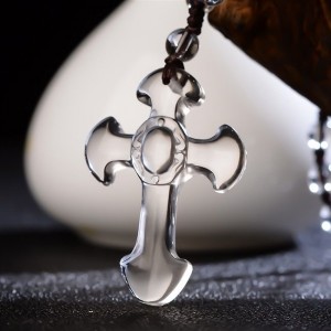 Brazilian natural white crystal cross pendant for both men and women