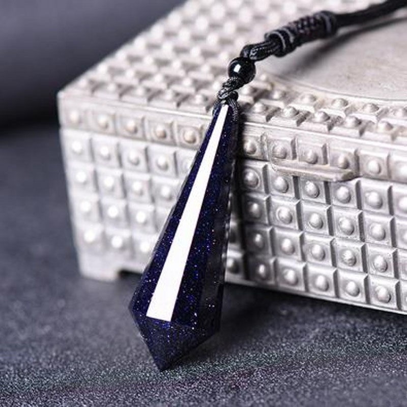 Obsidian hexagonal pendant energy stone handmade