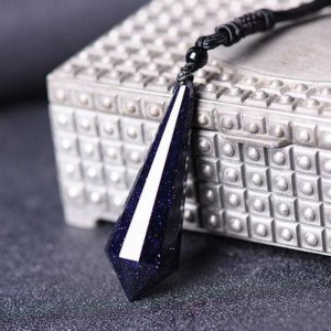 Obsidian hexagonal pendant energy stone handmade