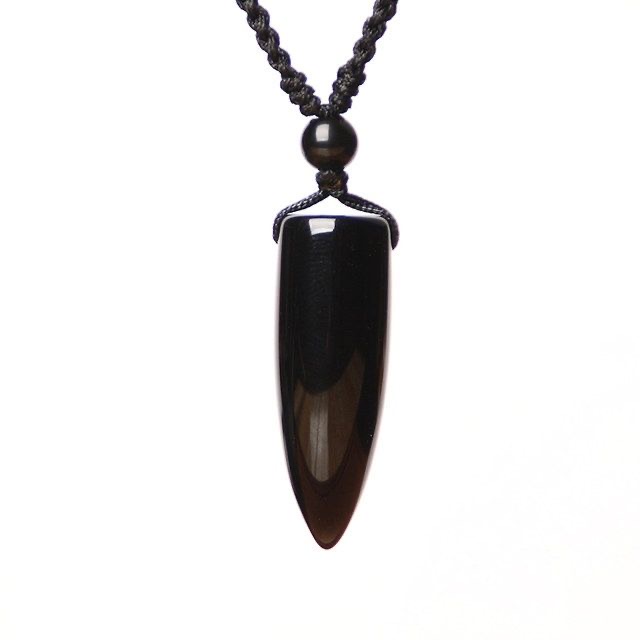 Obsidian stone bullet pendant for both men and women