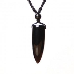 Obsidian stone bullet pendant for both men and women