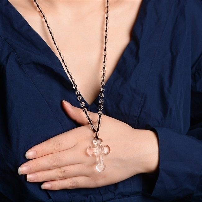 Brazilian natural white crystal cross pendant for both men and women