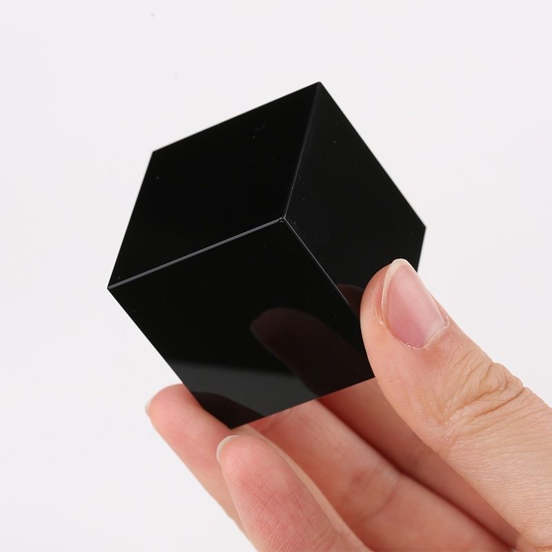 Obsidian hexagonal cube raw stone polished geometric energy stone