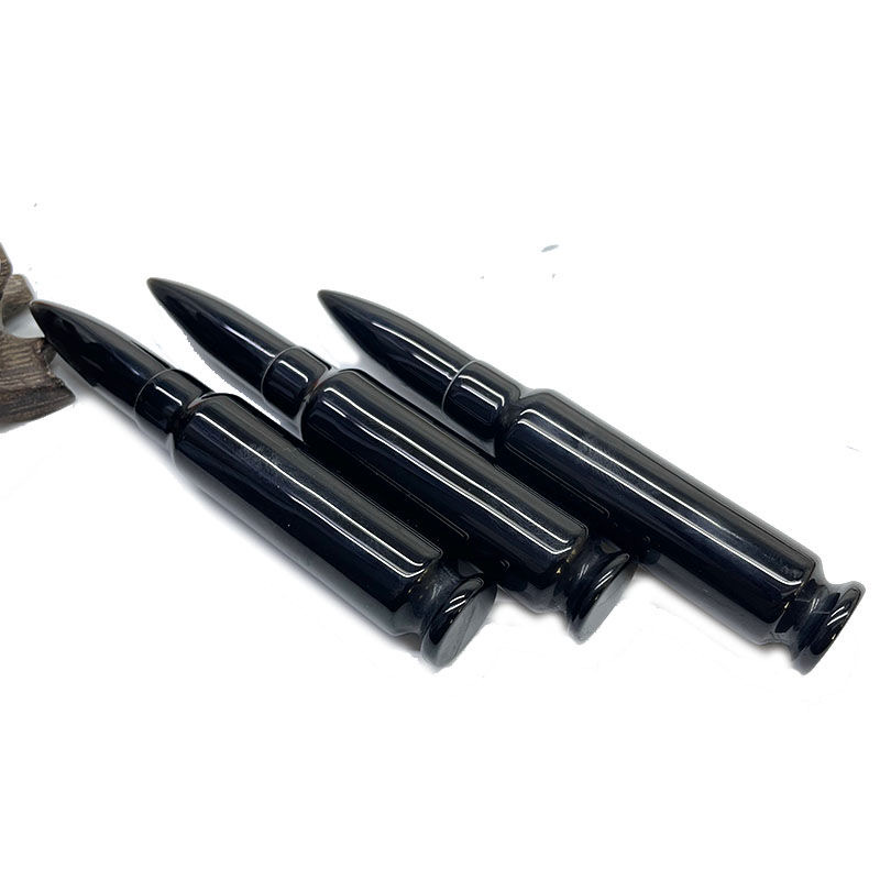 Obsidian bullet ornament, raw stone processing, home and office decoration
