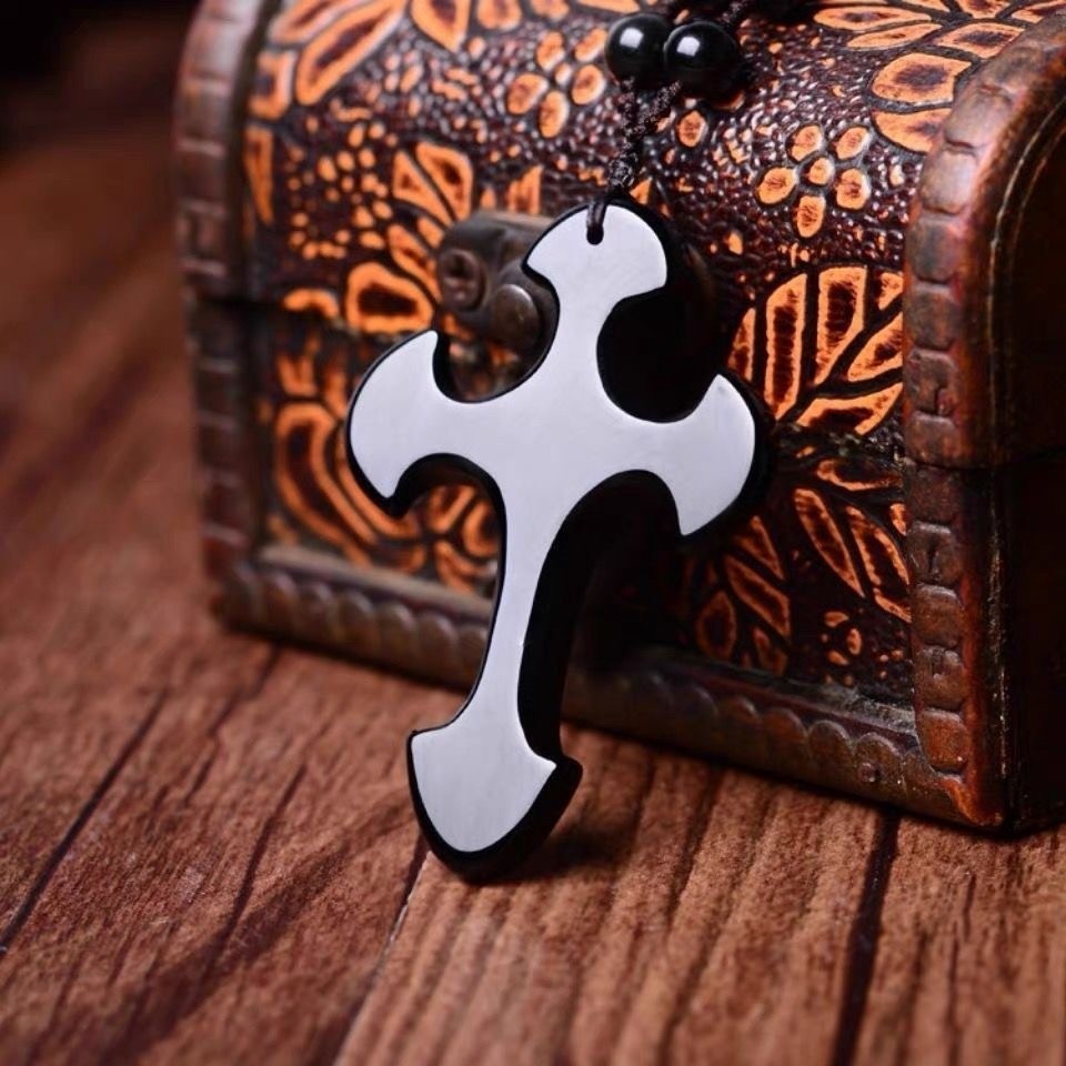 Obsidian Cross Pendant unisex